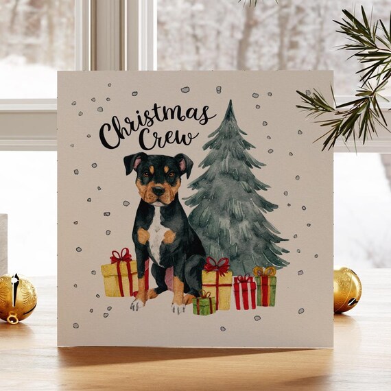 Christmas Crew Black Puppy Gifts Tree Cute Dog Holiday Poster