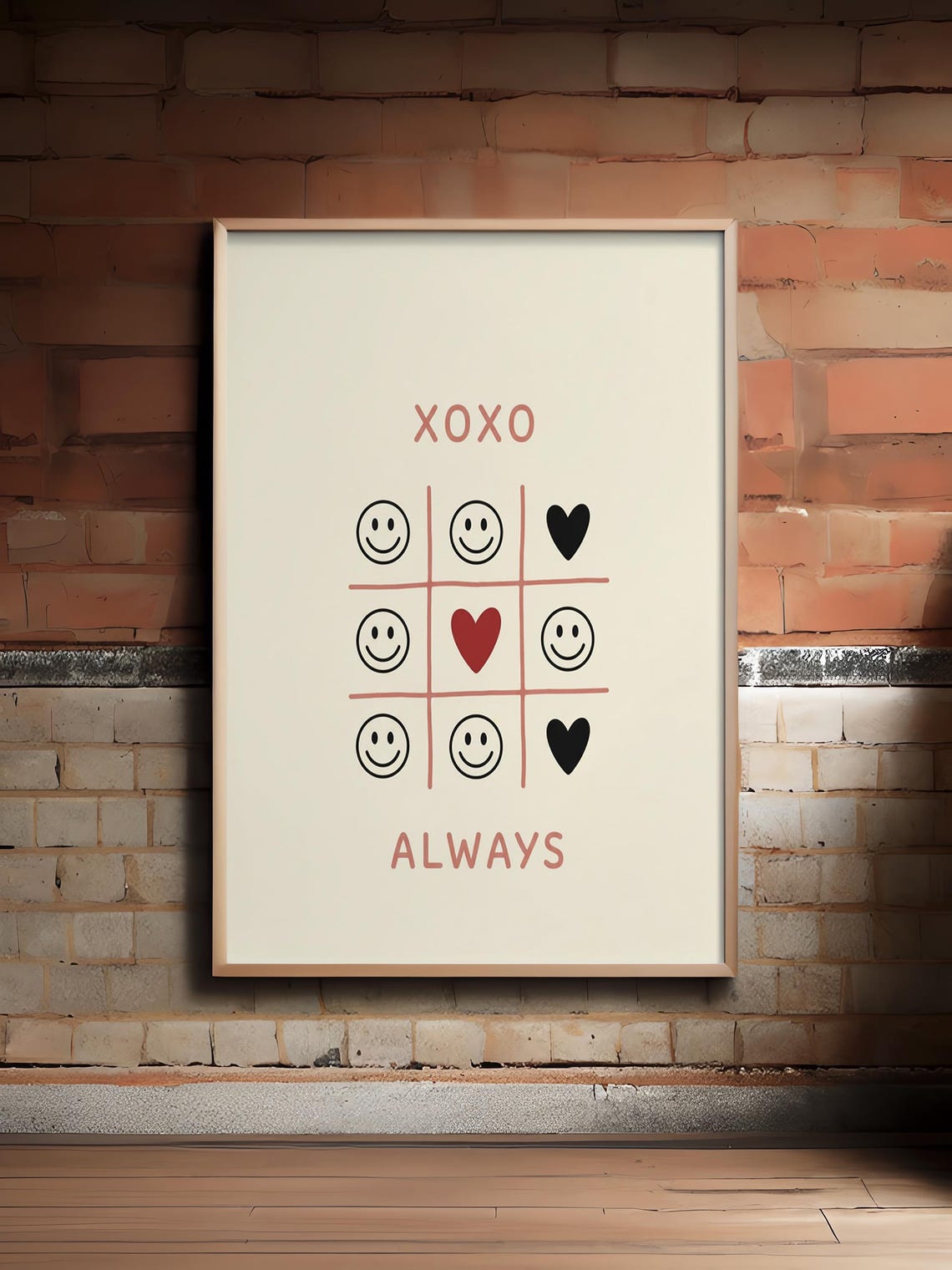XOXO Always Tic Tac Toe Smiles and Hearts Love Quote Art Poster