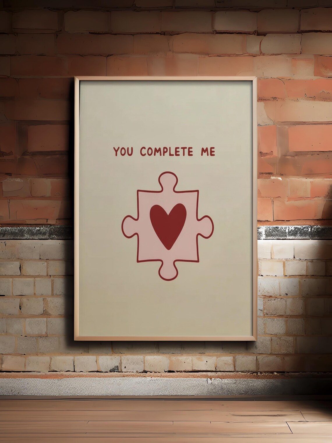 You Complete Me Puzzle Heart Quote Love Minimalist Art Poster