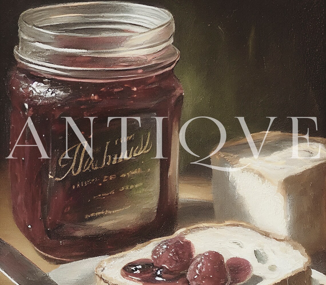 Jam And Toast Still Life Painting, Kitchen Art - Image 3