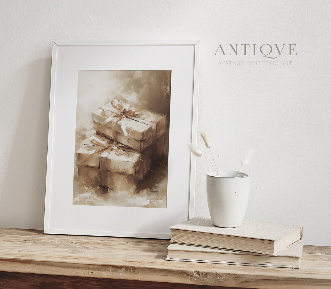 Christmas Presents Painting, Classy Holiday Decor - Image 4