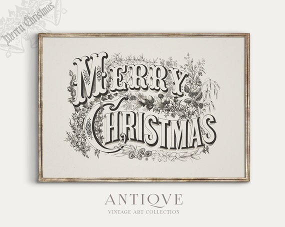 Vintage Merry Christmas Sign, Rustic Christmas Banner