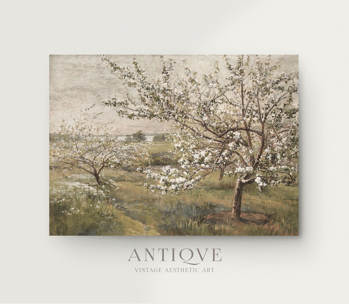 Spring Blooming Tree Painting, Vintage European Art Print - Image 3