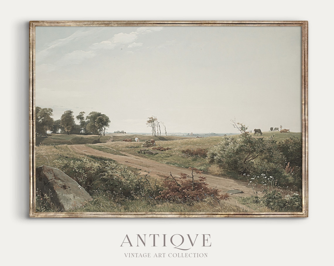 Antique Landscape Country Oil Painting