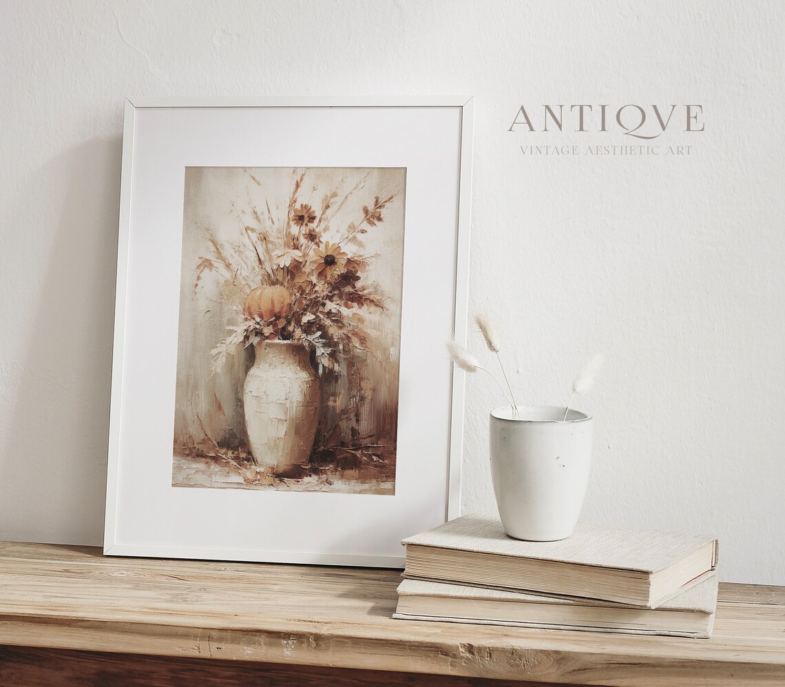 Autumn Flowers in Vase, Still Life Art Print - Image 4