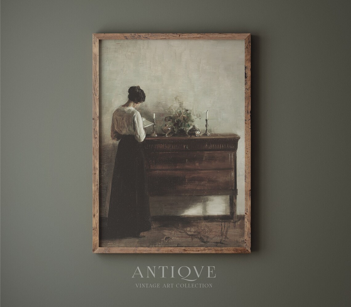 Victorian Woman Reading Vintage Art Print - Image 2