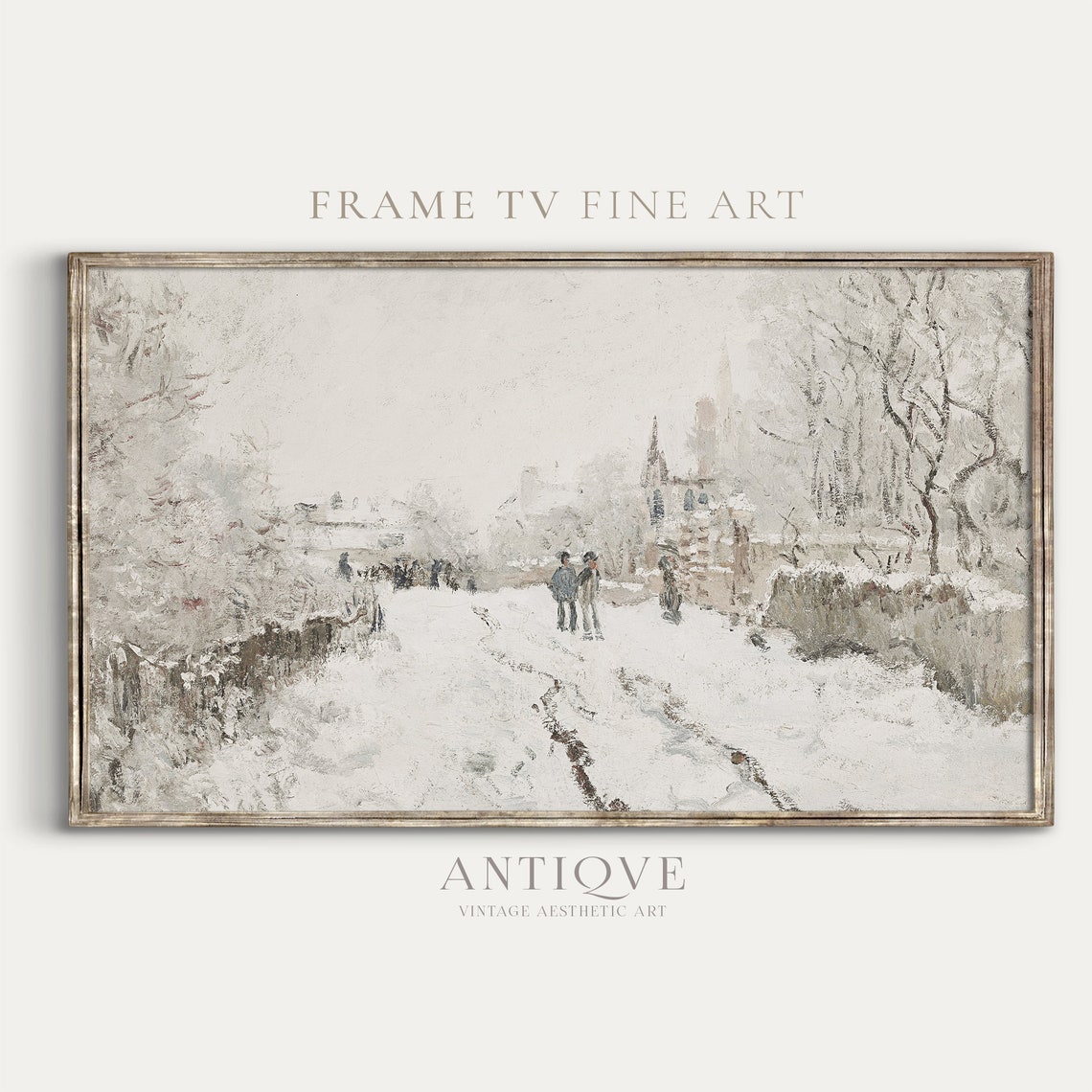 Snowy Paris Bridge Cityscape Winter Impressionist Painting Art Poster - Image 4