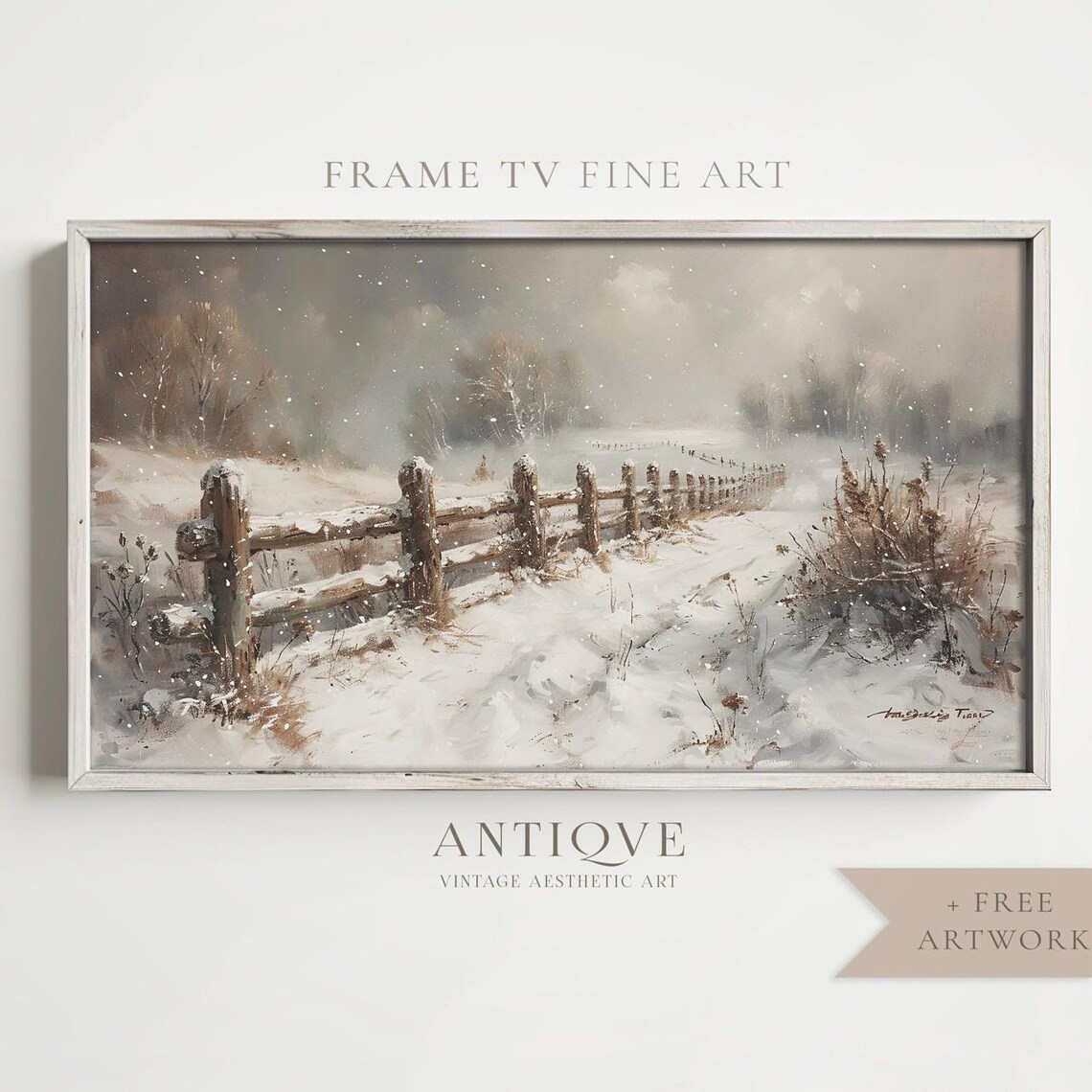 Winter Fence In The Snow, Rustic Holiday Decor - Image 4