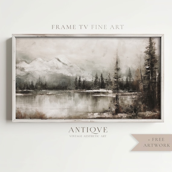 Winter Snowy Landscape Art Print, Rustic Christmas Decor