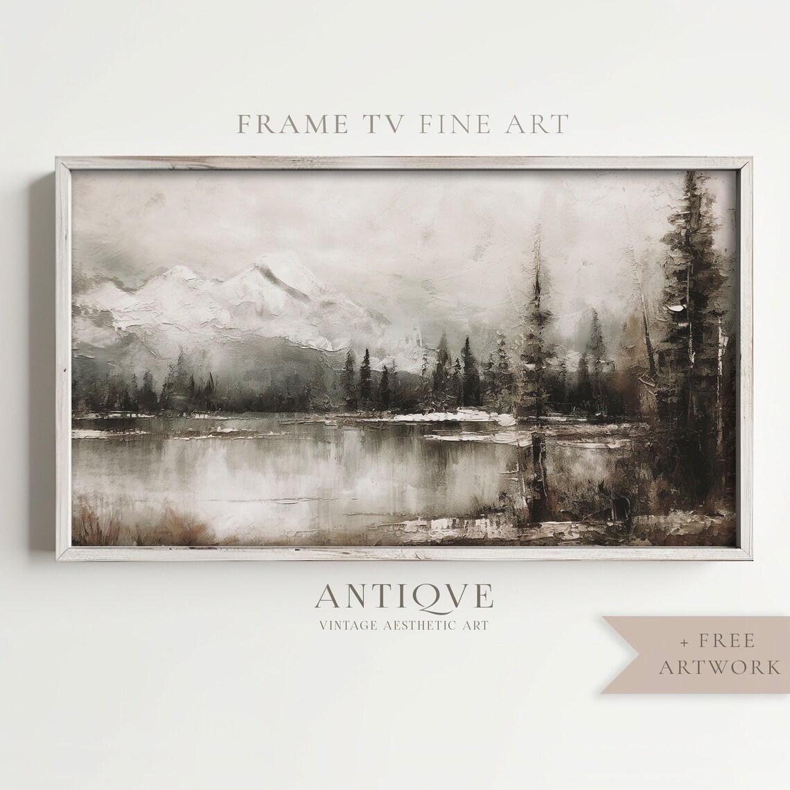 Winter Snowy Landscape Art Print, Rustic Christmas Decor