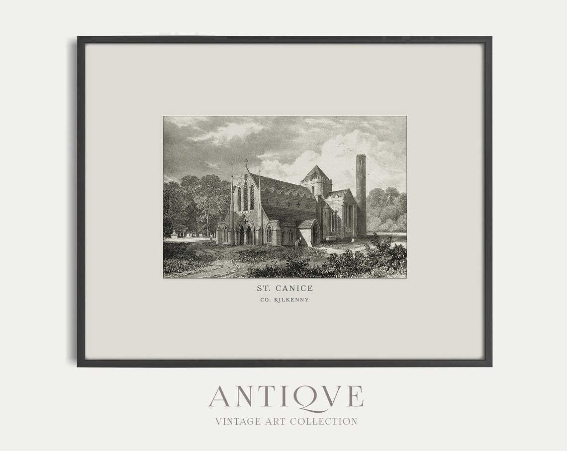 St Canice's Cathedral in Kilkenny, Vintage Travel Poster
