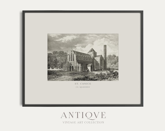 St Canice's Cathedral in Kilkenny, Vintage Travel Poster