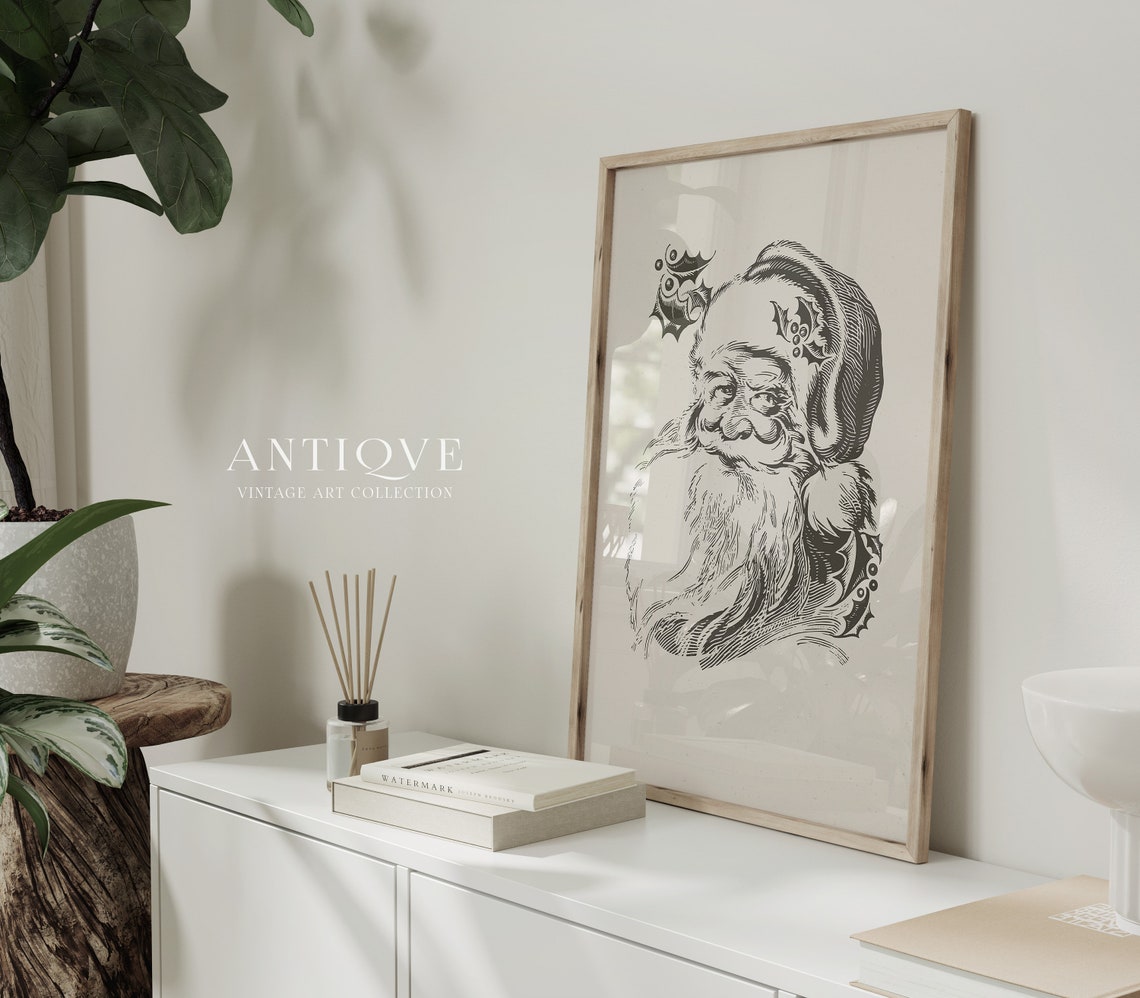 Father Christmas Sketch Print, Santa Claus Art - Image 3