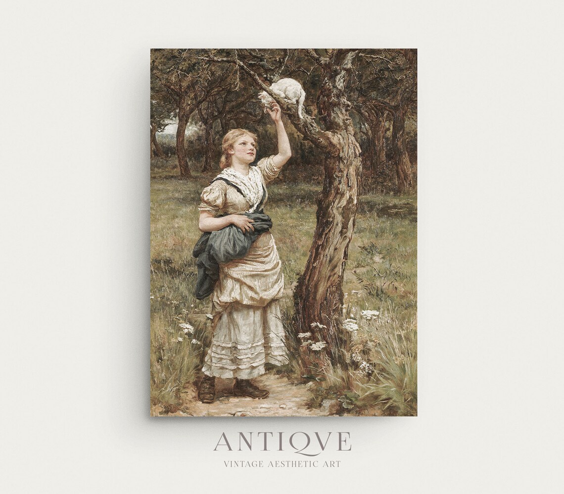 Vintage French Country Girl in Forest Art Print - Image 2