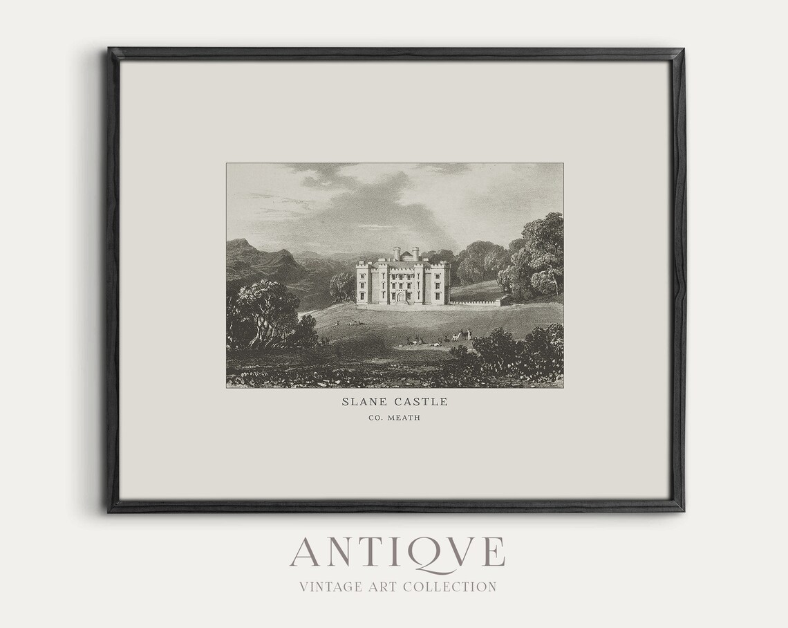 Slane Castle In Boyne Valley, Vintage Irish Engraving Print - Image 4