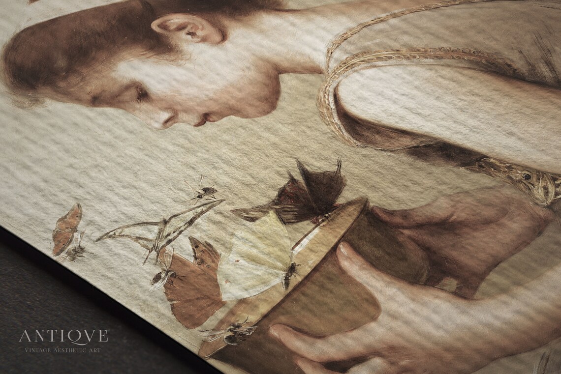 Vintage Spring Girl With Butterflies Art Print - Image 4