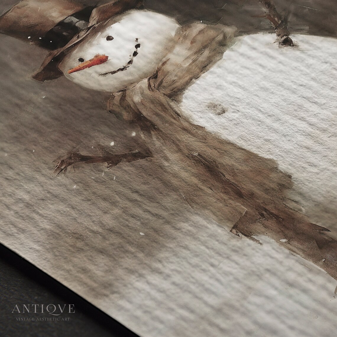 Winter Snowman Painting, Rustic Christmas Decor - Image 2