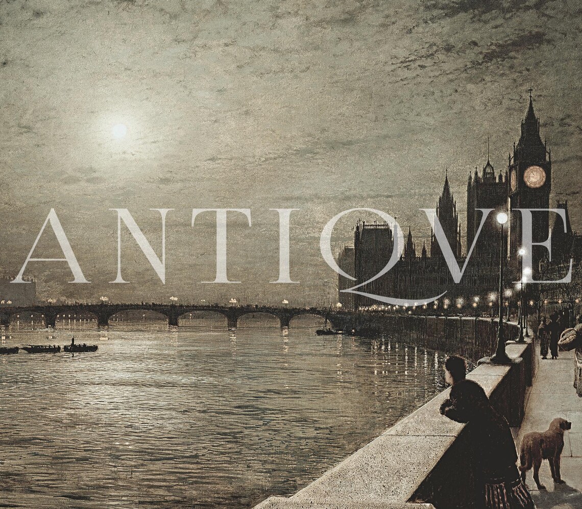 Moody Victorian Vintage Oil Painting Art - Image 3