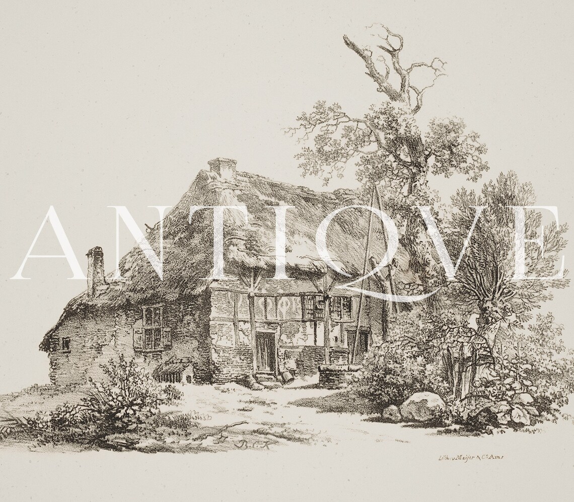 Vintage Cottage Sketch Farmhouse Poster Print - Image 4