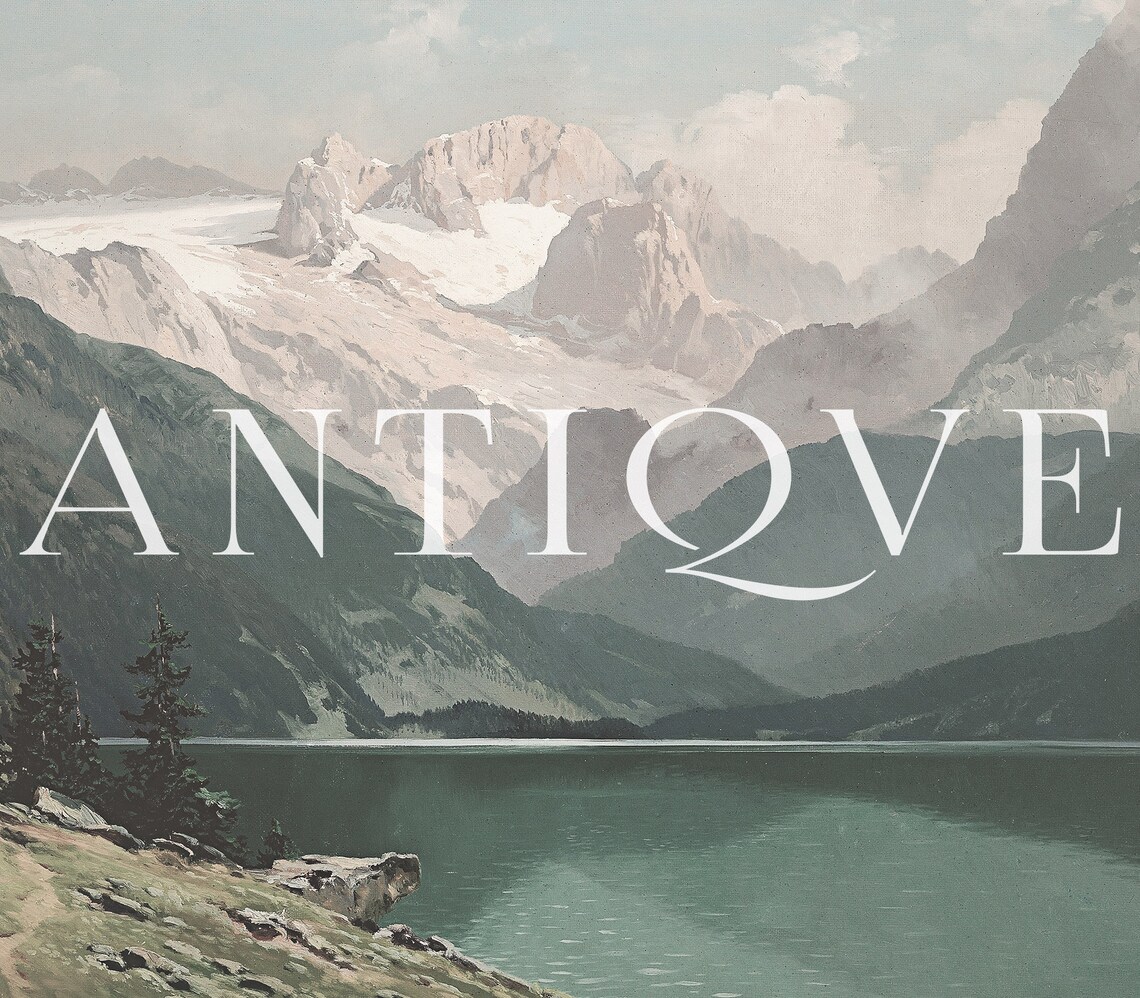 Alpine Lake With Snow Capped Peaks Vintage Oil Painting Poster - Image 4