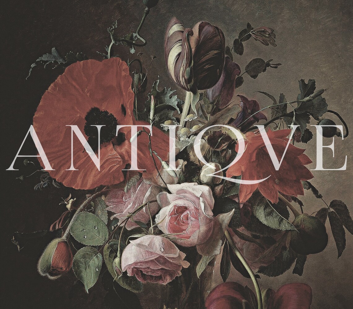 Moody Floral Painting, Dark Academia Art Print - Image 2