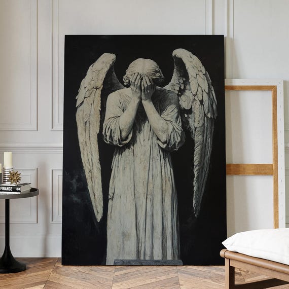 Weeping Angel Gothic Statue Decor Art Print