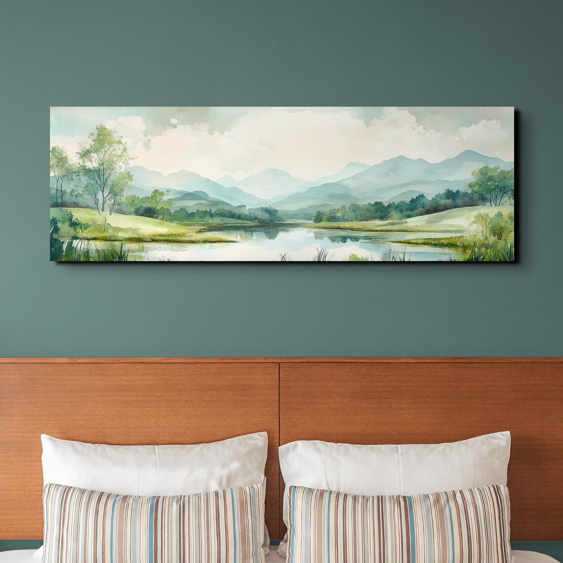 Serene Mountain Landscape, Panoramic Wall Art Print