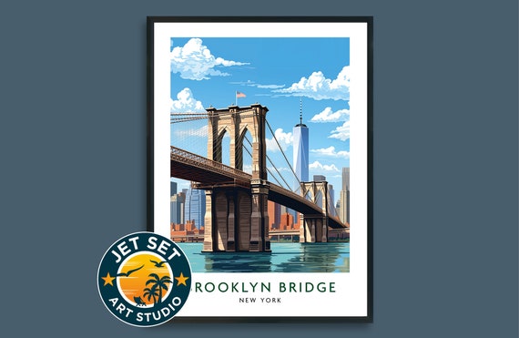 Brooklyn Bridge New York Usa Travel Print Poster Wall Art Framed Unframed Canvas Gift