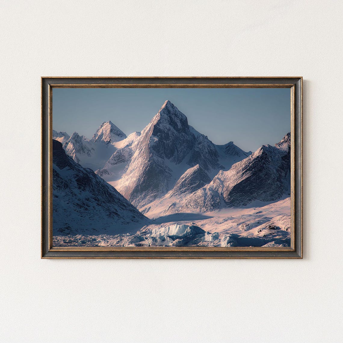 Arctic Ice Peaks Snowy Mountain Glacier Landscape Photography Poster