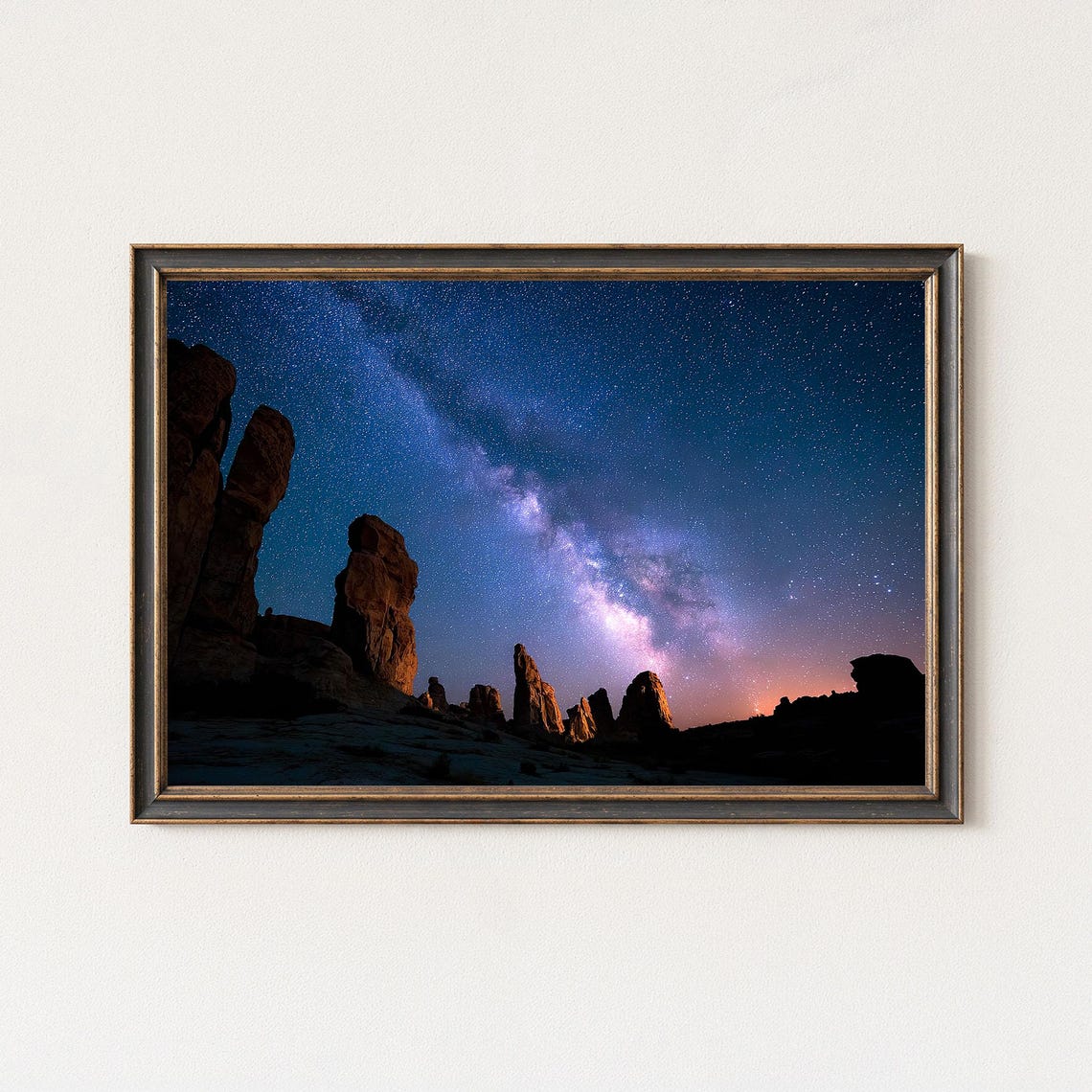 Sandstone Spires Under the Milky Way Starry Desert Night Sky Poster
