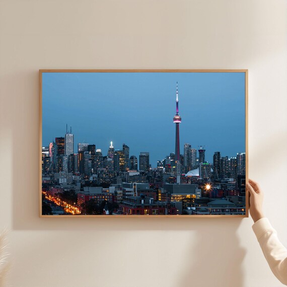 Toronto Skyline CN Tower Blue Hour Night City Photography Poster