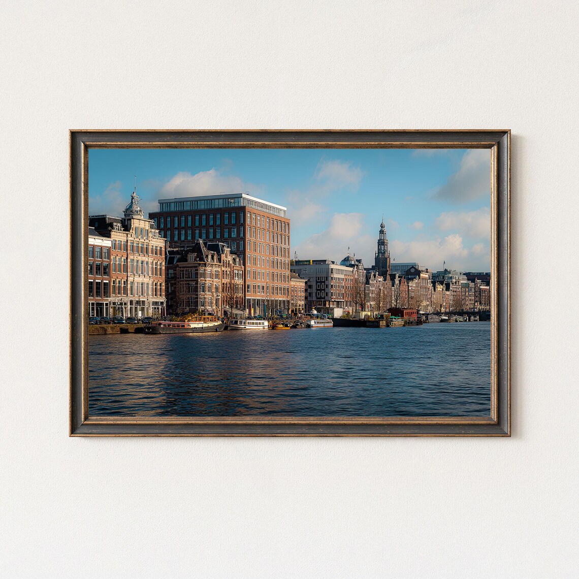 Amsterdam Canal Waterfront Print Dutch Architecture Photography Cityscape Wall Art Europe Decor