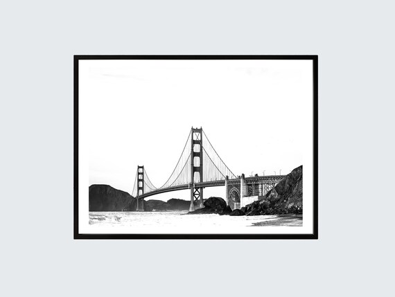 Golden Gate Bridge Black White San Francisco Photography Poster