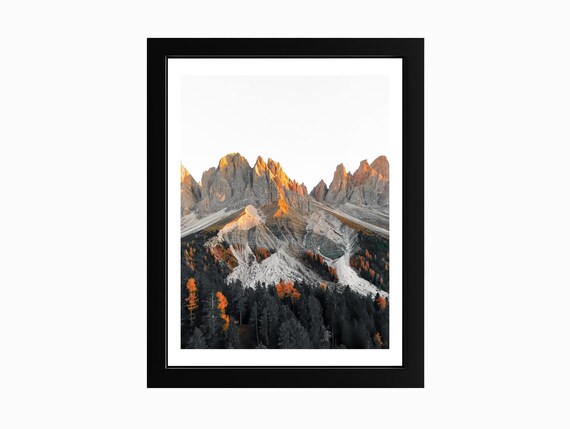 Dolomites Jagged Autumn Peaks at Golden Hour Mountain Photo Poster