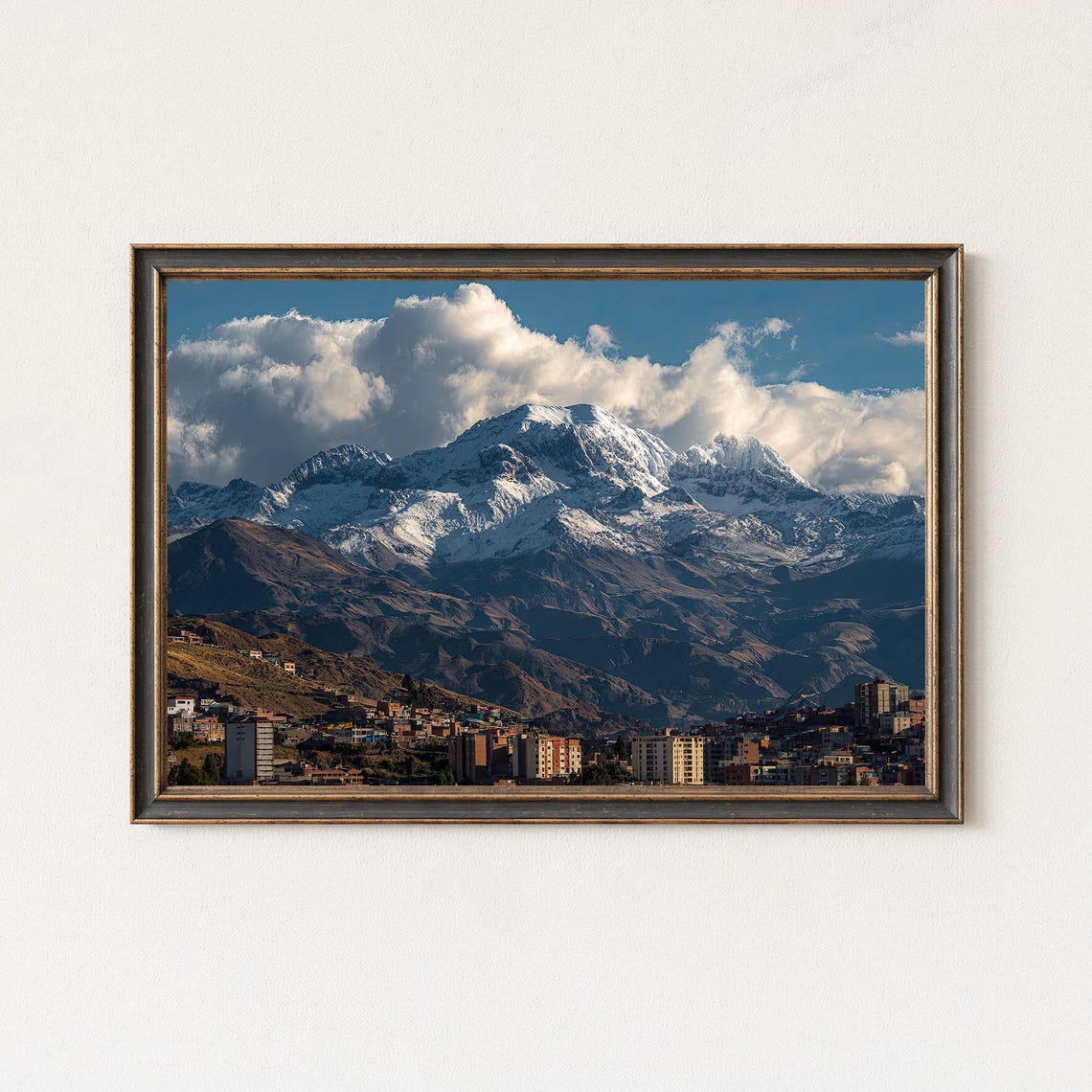 Snowcapped Illimani Peak Over La Paz Bolivia Mountain View Poster