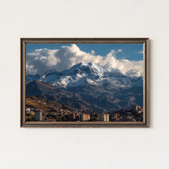 La Paz Mountain Wall Art Bolivia Andes Print Snowy Peak Landscape Decor