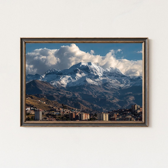 Snowcapped Illimani Peak Over La Paz Bolivia Mountain View Poster