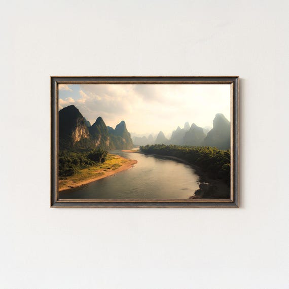 Guilin Karst Mountains River Valley Wall Art Print