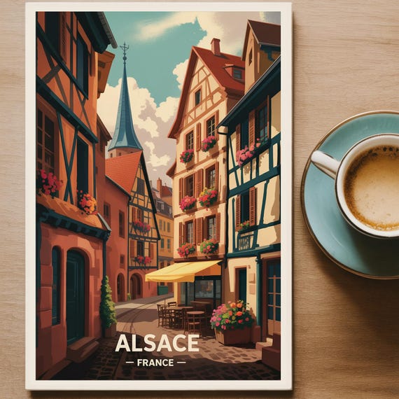 Alsace France Travel Poster Cityscape Wall Art Hanging Home Decor Gift For Lovers