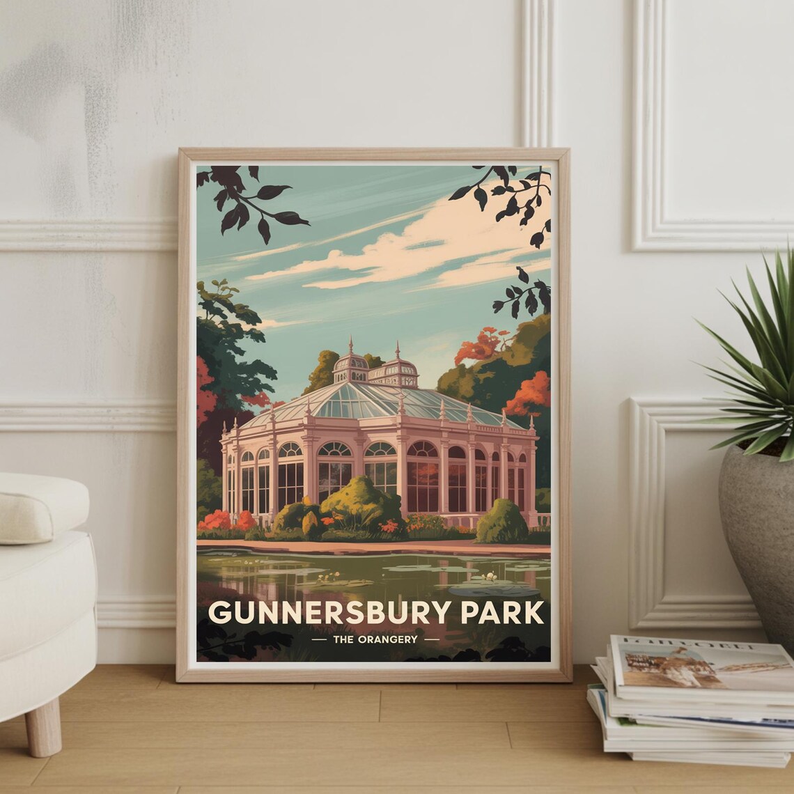 Gunnersbury Park The Orangery Glasshouse Pond London Travel Poster