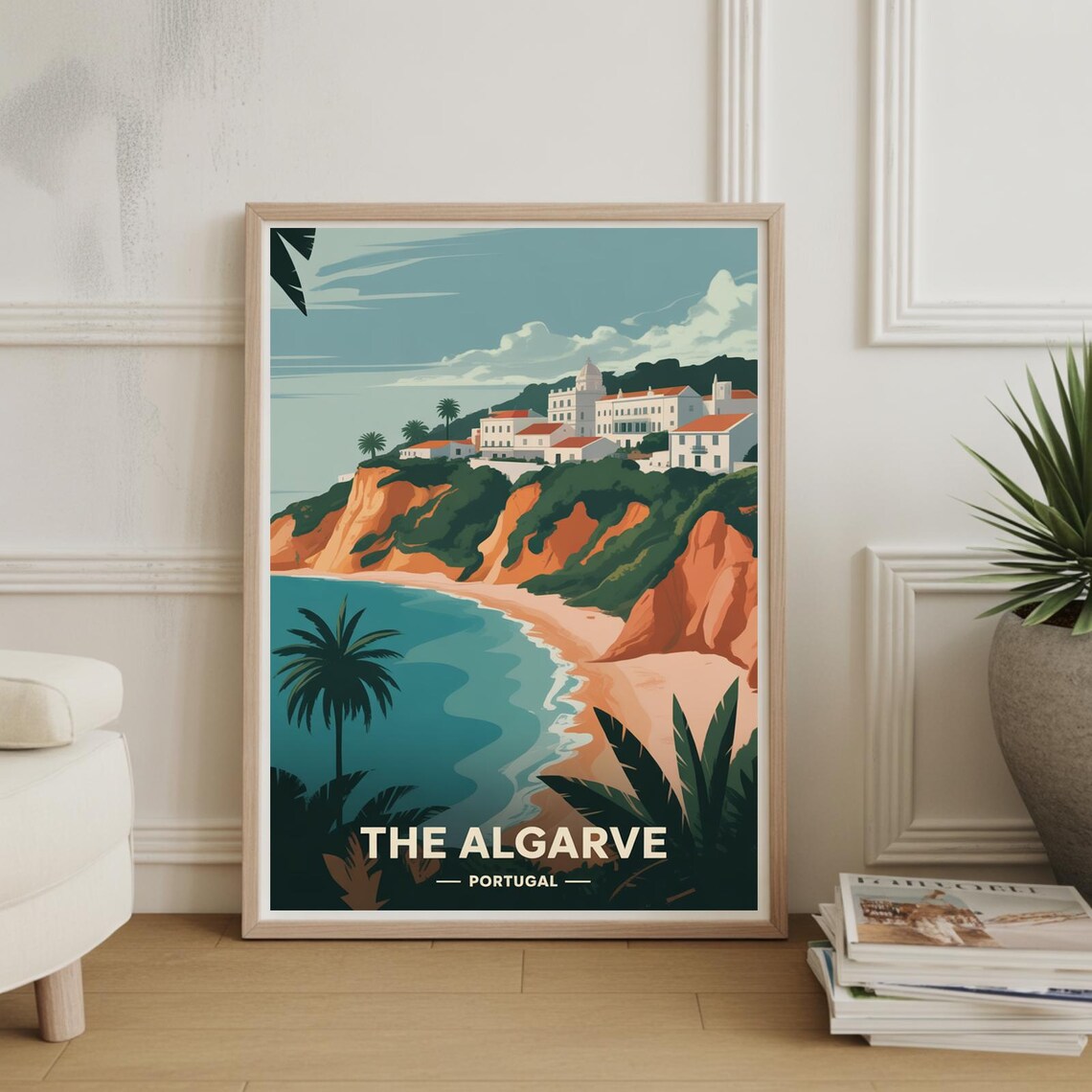 The Algarve Portugal Cliffs Beach Town Vintage Coastal Travel Poster