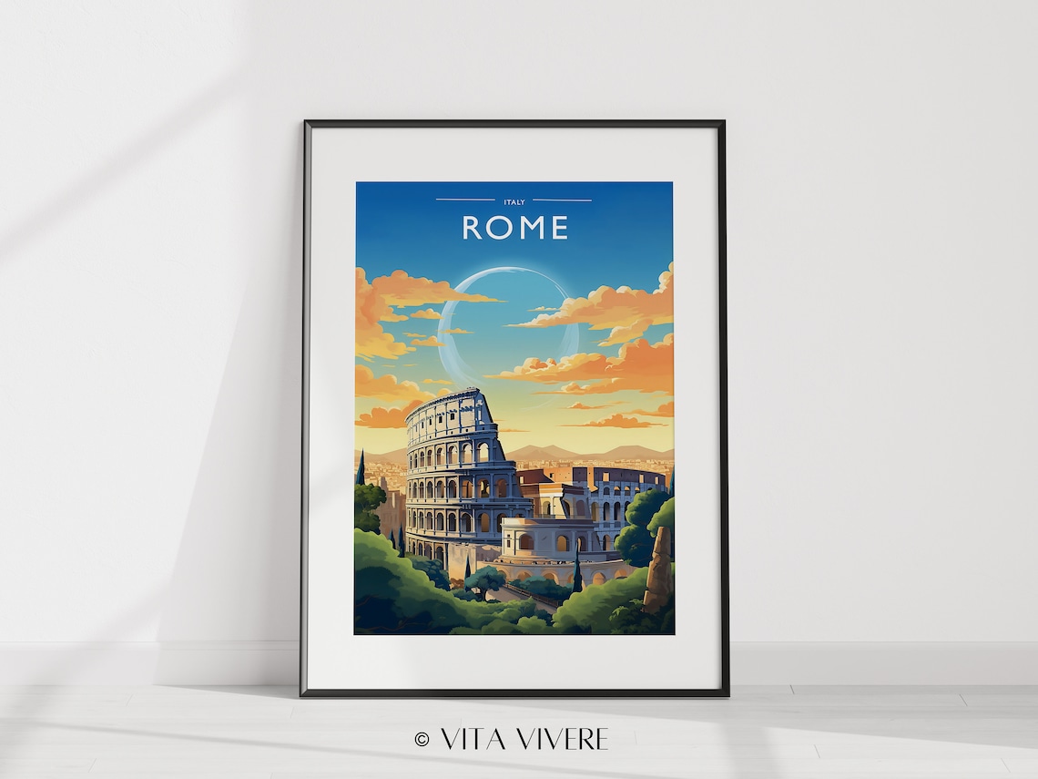 Rome Italy Colosseum Ancient Ruins Golden Sunset Travel Poster - Image 2