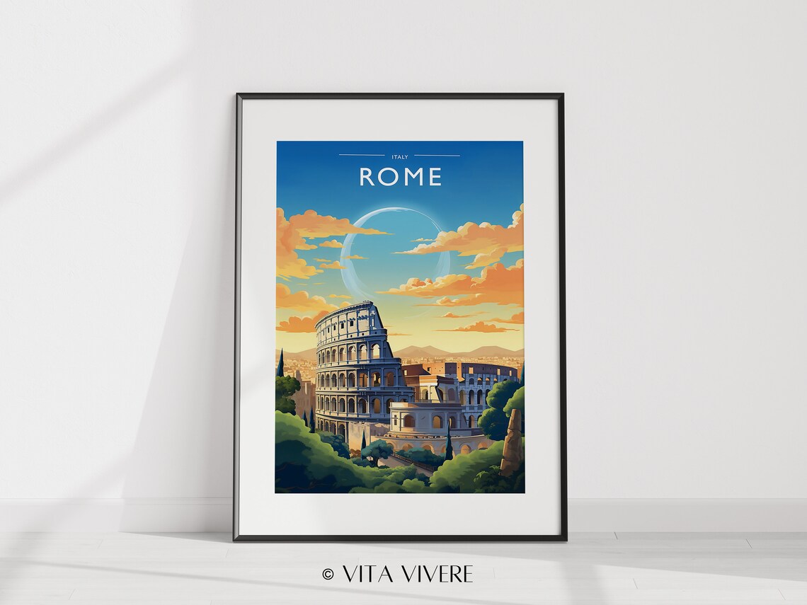 Rome Travel Print Art Rome Travel Poster Gift Rome Travel Poster Wall Decor Italy Artwork Italy Travel Gift Rome Modern Travel Print Artwork - Image 2