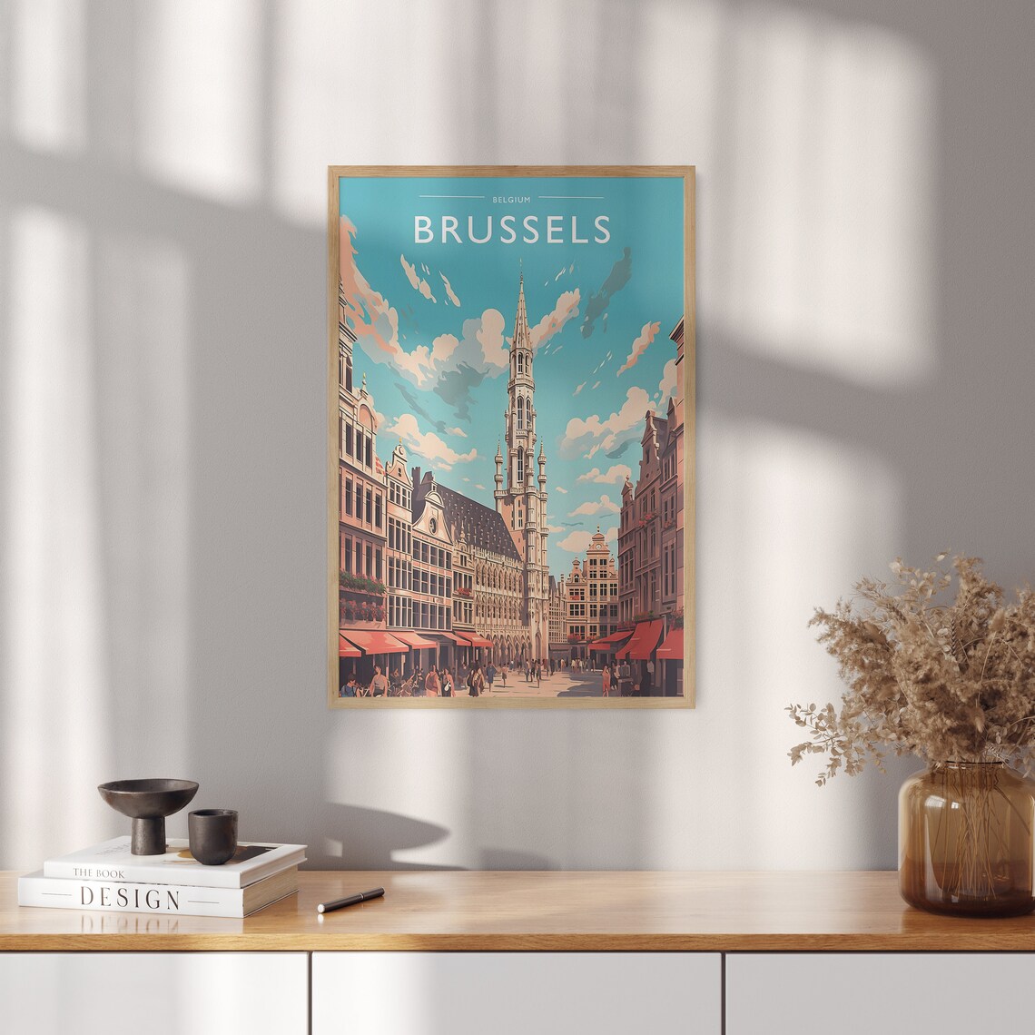 Brussels Belgium Grand Place Historic Town Hall Spire Travel Poster - Image 5