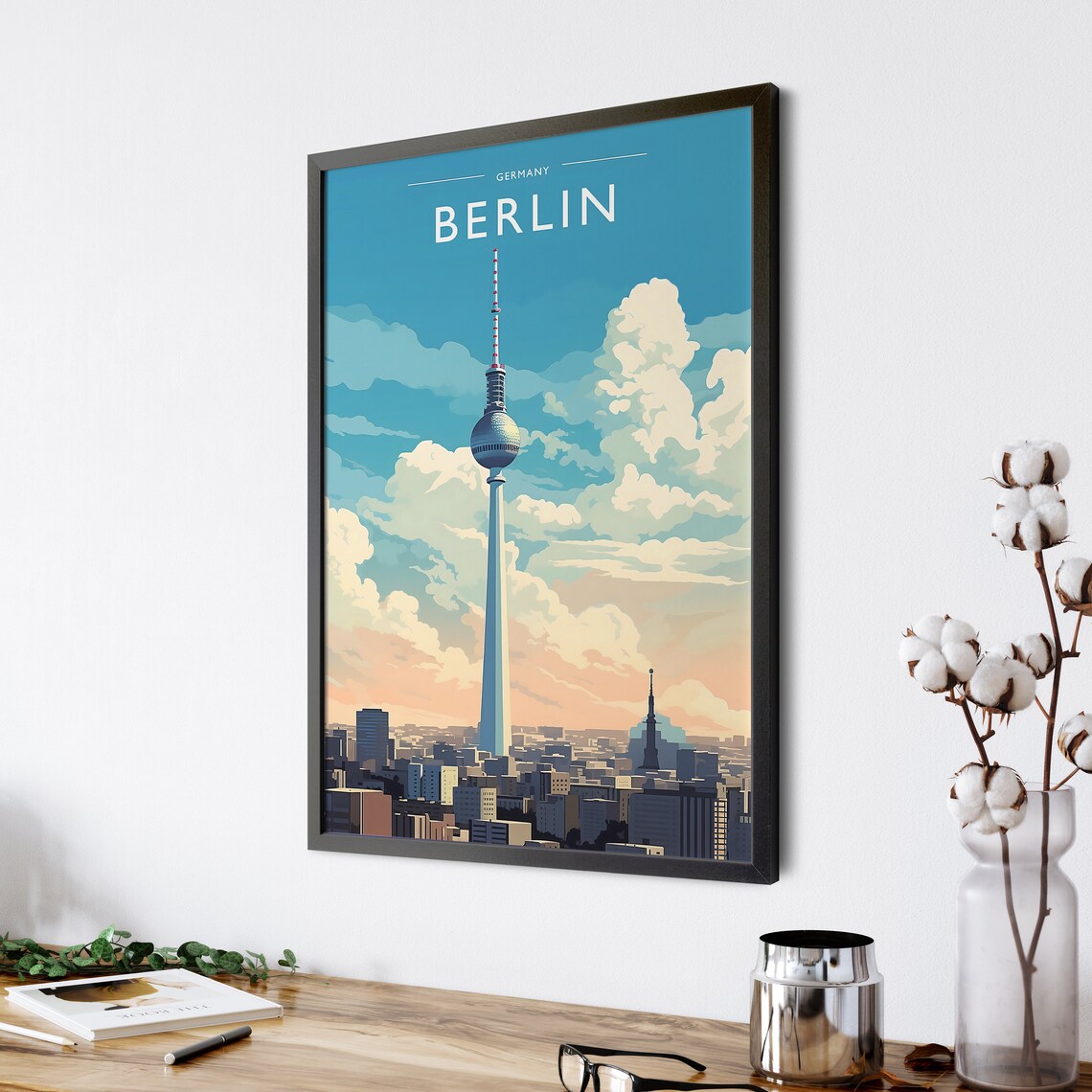 Berlin Germany TV Tower Sunset Glow City Skyline Travel Poster - Image 4