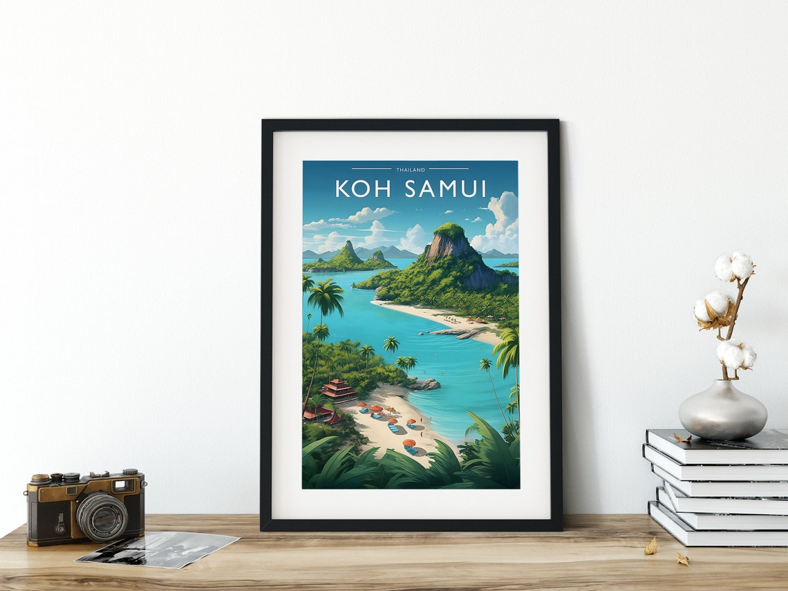 Koh Samui Thailand Tropical Beach Palm Trees Island Travel Poster - Image 3