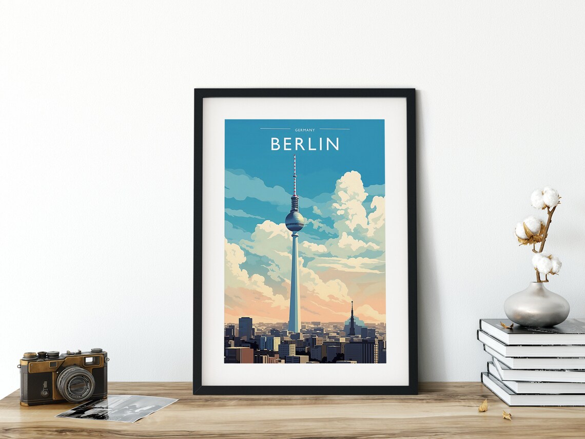 Berlin Germany TV Tower Sunset Glow City Skyline Travel Poster - Image 3