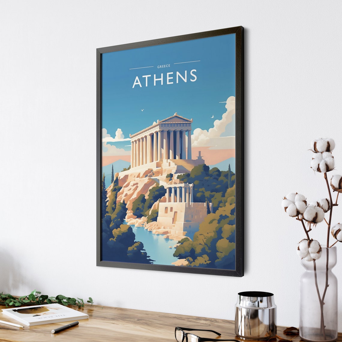 Athens Greece Parthenon Acropolis Ancient Hill Ruins Travel Poster - Image 4
