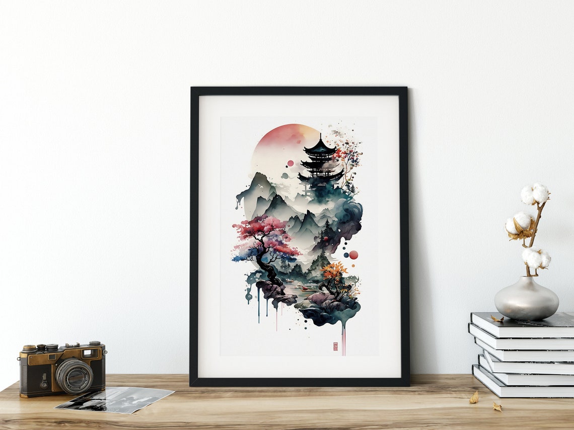 Japanese Landscape Asian Art Japanese Wall Art For Living Rooms Asian Wall Art Japanese Living Room Art Modern Japanese Art Print - Image 5