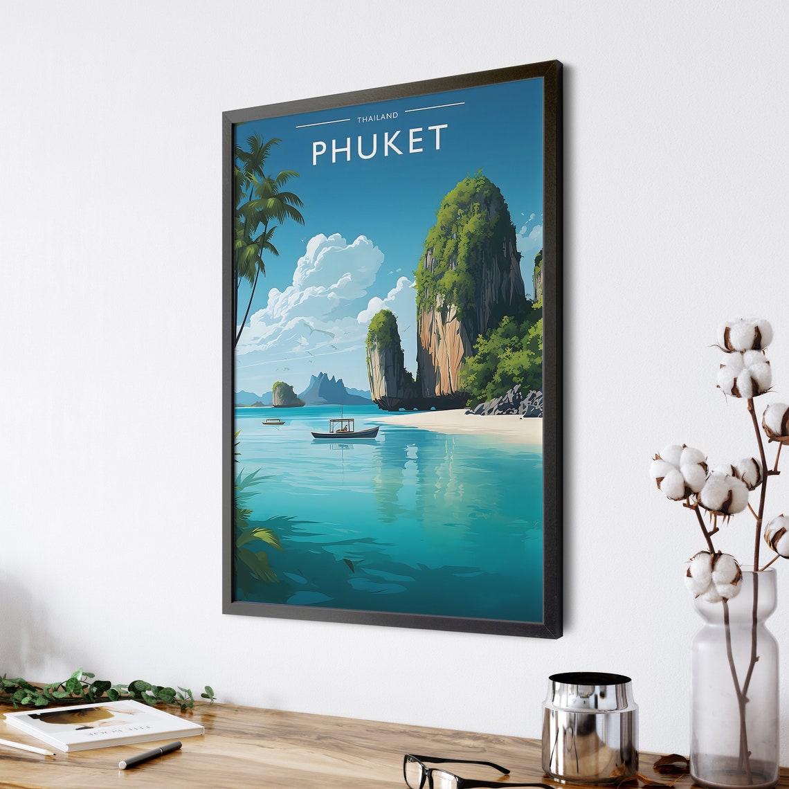 Phuket Thailand Limestone Cliffs Turquoise Bay Travel Poster - Image 4